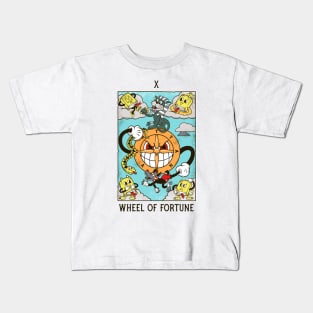 Wheel of Fortune - Mystical Medleys - Vintage Cartoon Tarot (White) Kids T-Shirt